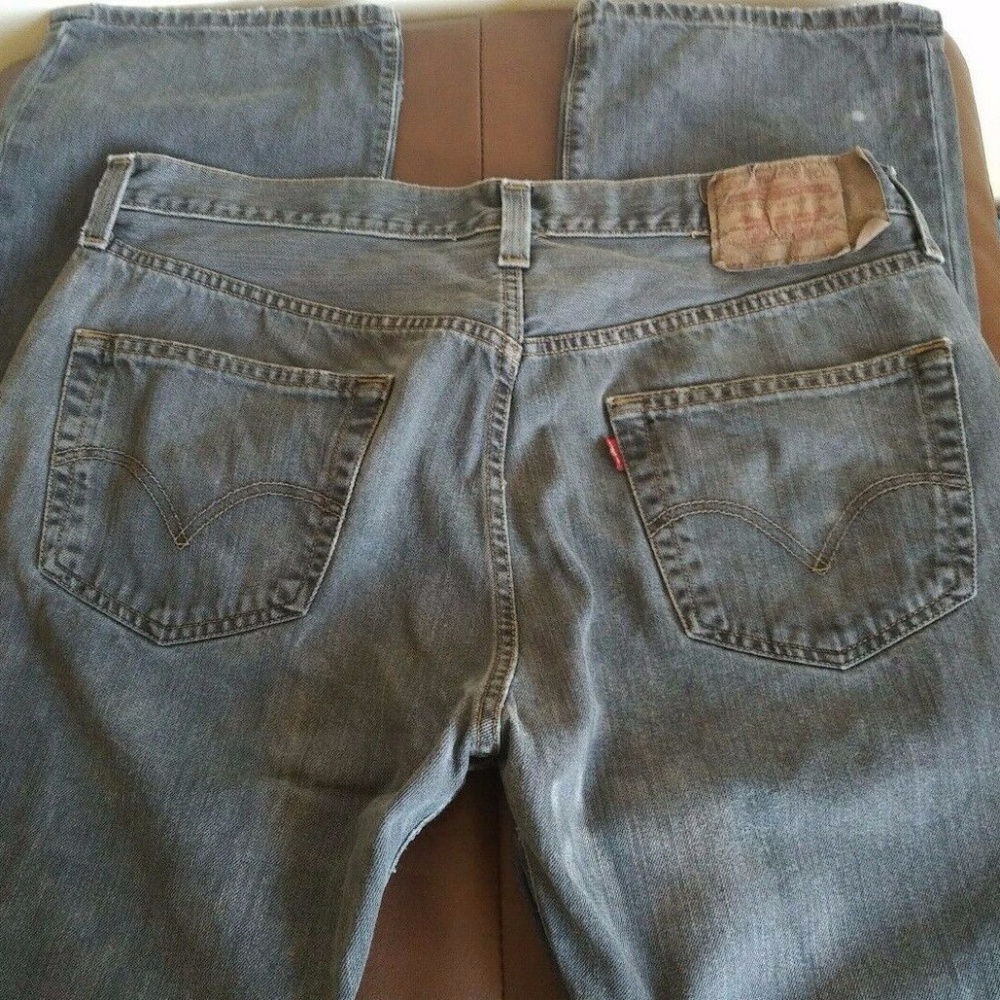 LEVI'S 501 Button Fly Distressed Gray Rinse Jeans